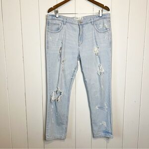 Zara TRF Denim Distressed Straight Leg Jeans. Size 10.